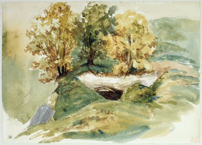 Tre alberi al bordo di una collina da Ferdinand Victor Eugene Delacroix